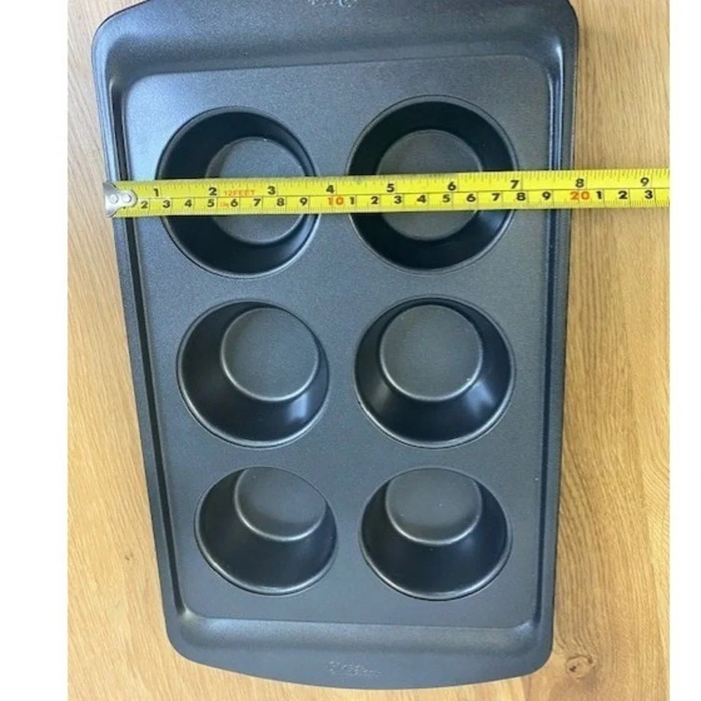 Wilton Jumbo Muffin Pan Unisex 6 Cup Gray Excellent Non-Stick‎ Steel Bakeware